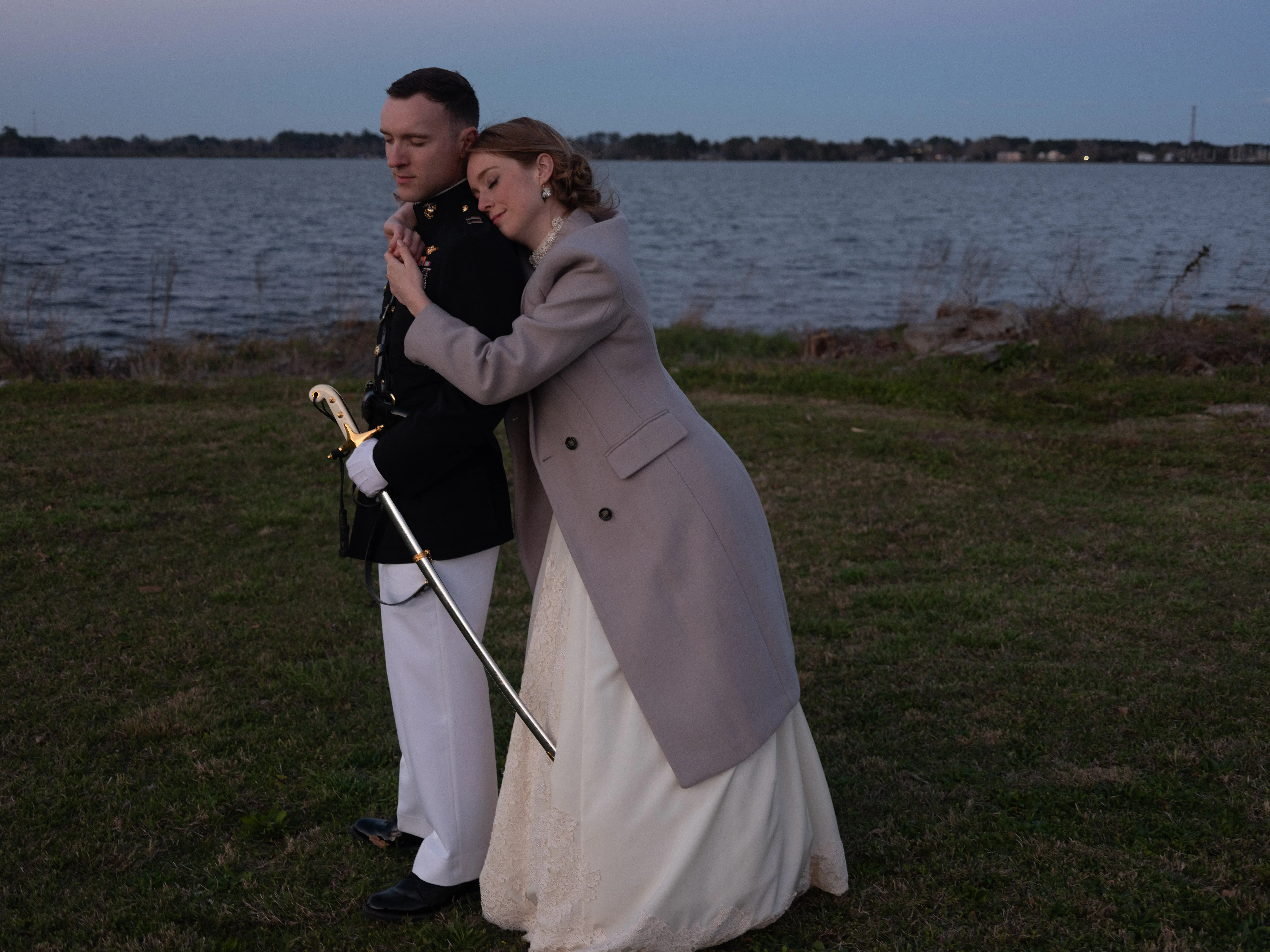 Stunning ceremony venue with soaring ceilings and elegant chandelier lighting